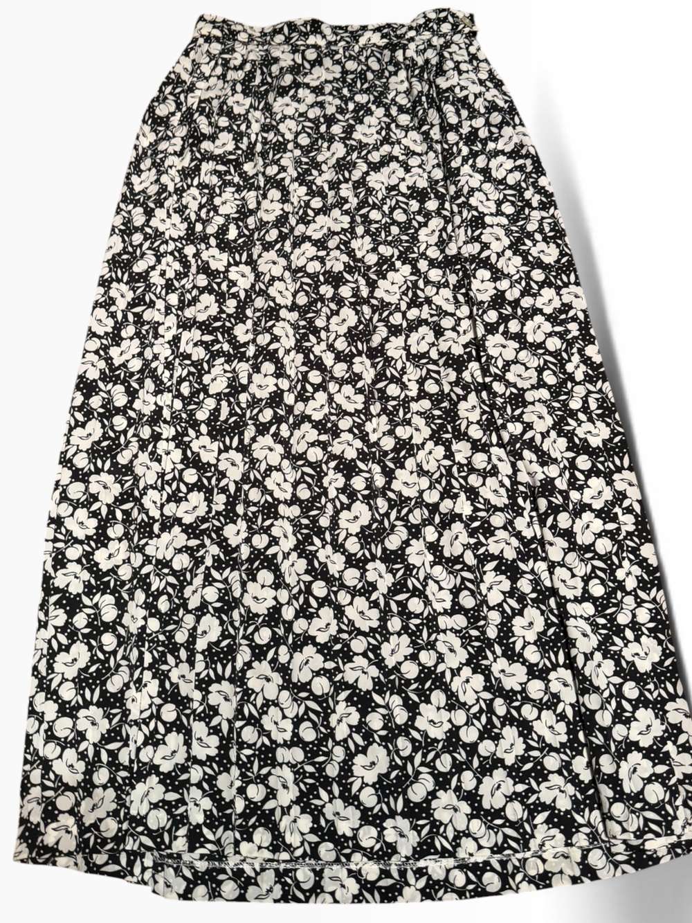 Vintage ALFRED SUNG Black and White Floral Maxi Skirt size 6